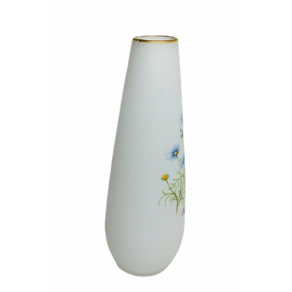 Unbranded Accents Vintage October Cosmos Blue Flower White Vase
